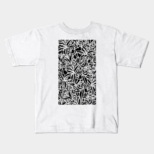 Black and White Stargazer Lily Flowers Line Drawing Kids T-Shirt